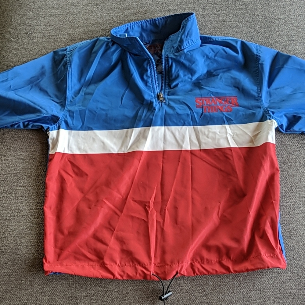 Red white and blue stranger things jacket